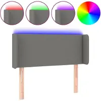 vidaXL Hoofdbord LED 83x16x78/88 cm stof donkergrijs