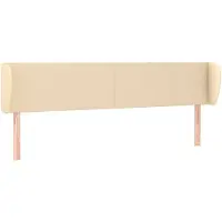 vidaXL Hoofdbord met randen 203x23x78/88 cm stof crèmekleurig