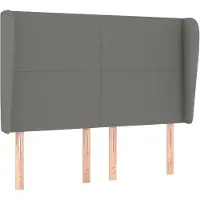 vidaXL Hoofdbord met randen 147x23x118/128 cm stof donkergrijs