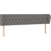 vidaXL Hoofdbord met randen 183x23x78/88 cm stof donkergrijs