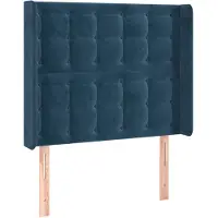 vidaXL Hoofdbord met randen 93x16x118/128 cm fluweel donkerblauw
