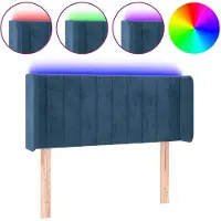 vidaXL Hoofdbord LED 103x16x78/88 cm fluweel donkerblauw