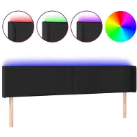 vidaXL Hoofdbord LED 163x16x78/88 cm kunstleer zwart