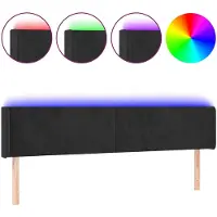 vidaXL Hoofdbord LED 163x16x78/88 cm fluweel zwart