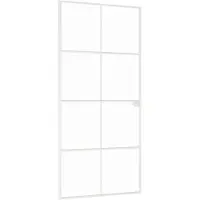 vidaXL Binnendeur 93x201,5 cm gehard glas en aluminium smal wit