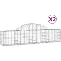vidaXL Gabionen met hoge boog, 2 stuks, 200x30x40/60 cm, verzinkt staal