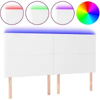vidaXL Hoofdbord LED 200x5x118/128 cm kunstleer wit