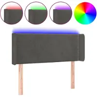 vidaXL Hoofdbord LED 93x16x78/88 cm fluweel donkergrijs