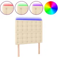 vidaXL Hoofdbord LED 90x5x118/128 cm stof crèmekleurig