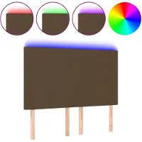 vidaXL Hoofdbord LED 144x5x118/128 cm stof donkerbruin
