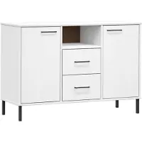 vidaXL Dressoir met metalen poten OSLO 113x40x77 cm grenenhout wit
