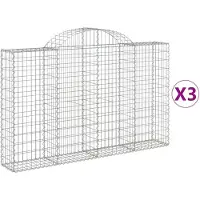 vidaXL Gabionen met boogvorm, 3 stuks, 200x30x120/140 cm, verzinkt staal