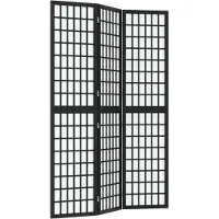 vidaXL Kamerscherm inklapbaar 3 panelen Japanse stijl 120x170 cm zwart