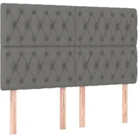 vidaXL Hoofdbord donkergrijs 144x7x118/128 cm stof