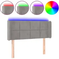 vidaXL Hoofdbord LED 83x16x78/88 cm fluweel lichtgrijs