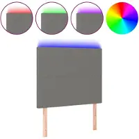 vidaXL Hoofdbord LED 90x5x118/128 cm stof donkergrijs