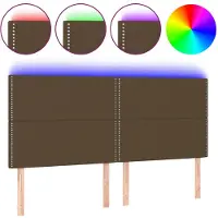 vidaXL Hoofdbord LED 200x5x118/128 cm stof donkerbruin