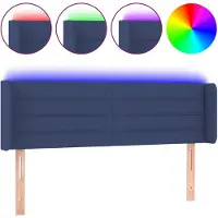 vidaXL Hoofdbord LED 147x16x78/88 cm stof blauw