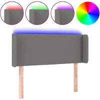 vidaXL Hoofdbord LED 83x16x78/88 cm stof donkergrijs