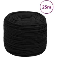 vidaXL Werktouw 6 mm 25 m polyester zwart