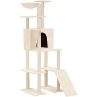 vidaXL Kattenmeubel met sisal krabpalen 166 cm crèmekleurig