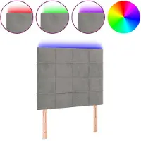 vidaXL Hoofdbord LED 90x5x118/128 cm fluweel lichtgrijs