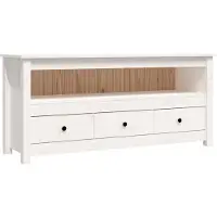 vidaXL TV-kast, wit, 114x35x52 cm, massief grenenhout