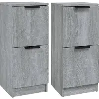 vidaXL Dressoirs 2 st 30x30x70 cm bewerkt hout grijs sonoma eikenkleur