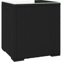 vidaXL Bijzettafel 40x37x40,5 cm poly rattan en gehard glas zwart