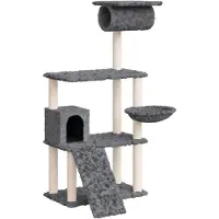 vidaXL Kattenmeubel met sisal krabpalen 131 cm donkergrijs