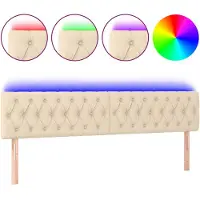 vidaXL Hoofdbord LED 180x7x78/88 cm stof crèmekleurig