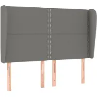 vidaXL Hoofdbord met randen 147x23x118/128 cm stof donkergrijs
