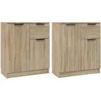 vidaXL Dressoirs 2 st 60x30x70 cm bewerkt hout sonoma eikenkleurig