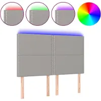 vidaXL Hoofdbord LED 144x5x118/128 cm stof lichtgrijs