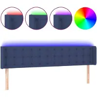 vidaXL Hoofdbord LED 203x16x78/88 cm stof blauw