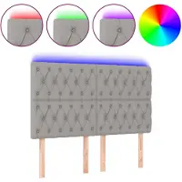 vidaXL Hoofdbord LED 160x7x118/128 cm stof lichtgrijs