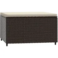 Super Merchant Voetensteun met kussen poly rattan bruin