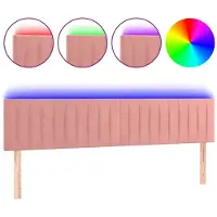 vidaXL Hoofdbord LED 200x5x78/88 cm fluweel roze