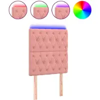 vidaXL Hoofdbord LED 80x7x118/128 cm fluweel roze
