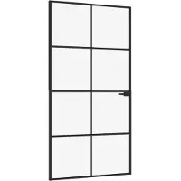 vidaXL Binnendeur 102x201,5 cm gehard glas en aluminium smal zwart