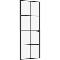 vidaXL Binnendeur 76x201,5 cm gehard glas en aluminium smal zwart