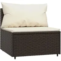 vidaXL Tuinmiddenbank met kussens poly rattan bruin