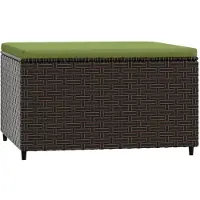 vidaXL Voetensteun met kussen poly rattan bruin