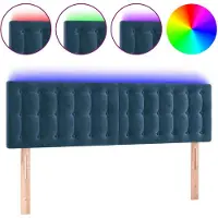 vidaXL Hoofdbord LED 144x5x78/88 cm fluweel donkerblauw
