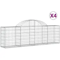 vidaXL Schanskorven 4 st gewelfd 200x30x60/80 cm gegalvaniseerd ijzer