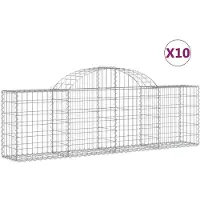vidaXL Gabionen met boogvorm, 10 stuks, 200x30x60/80 cm, verzinkt staal