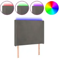 vidaXL Hoofdbord LED 83x16x118/128 cm fluweel donkergrijs