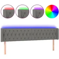 vidaXL Hoofdbord LED 183x16x78/88 cm stof donkergrijs