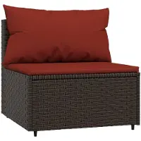 vidaXL Tuinmiddenbank met kussens poly rattan bruin