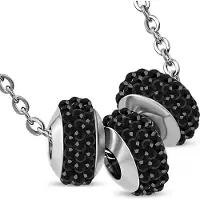 Montebello Ketting Leersia - Dames - Zilver Gehrodineerd - Imit. Onyx - 45 cm
